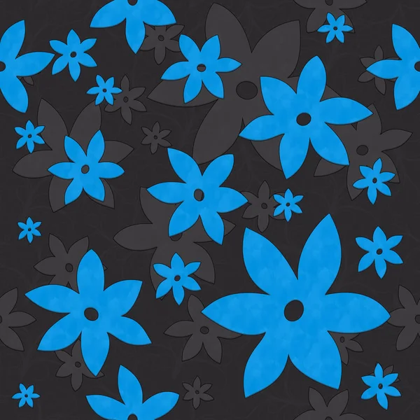 Flores Vinhas Padrão Sem Costura Azul Cinza — Fotografia de Stock
