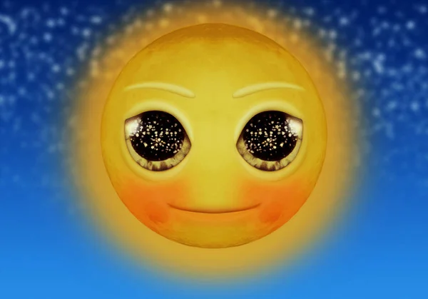 Gülümseyen Sevimli Güneş Gökyüzü — Stok fotoğraf