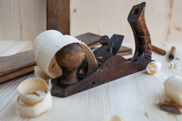 Wood planer in the carpentry workshop