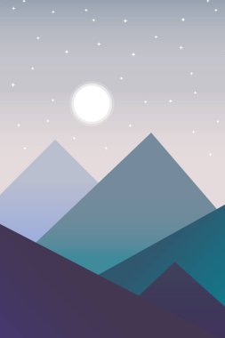 Vektör manzara geceleri minimalist bir tarzda. Dekorasyon illüstrasyon.