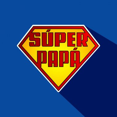 Gölge ile İspanyolca Süper Baba kahraman logosu. T-shirt, afiş, kumaş, duvar kağıdı, sosyal medya, posterler ve el ilanları kullanmaya hazır. Babalar Günü.