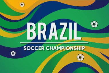 Organik rakamlar ve futbol topları ile Brezilya arka plan. Futbol Şampiyonası. Copa America 2019. Sunumlarda, sosyal medyada, afişlerde, afişlerde ve el ilanlarında kullanıma hazır.