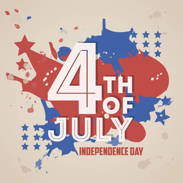 Temmuz Bağımsızlık Günü Bir Vintage Arka Plan Üzerinde Kırmızı Mavi — Stok Vektör