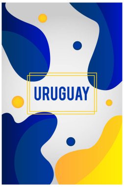 Uruguay bayrağının renkleri ile sıvı şekil arka plan. Futbol şampiyonası. Web afiş, sosyal medya, sunum, el ilanları, posterler ve duvar kağıtları kullanıma hazır.