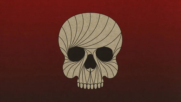 Ambachtelijke schedel op de rode achtergrond — Stockfoto