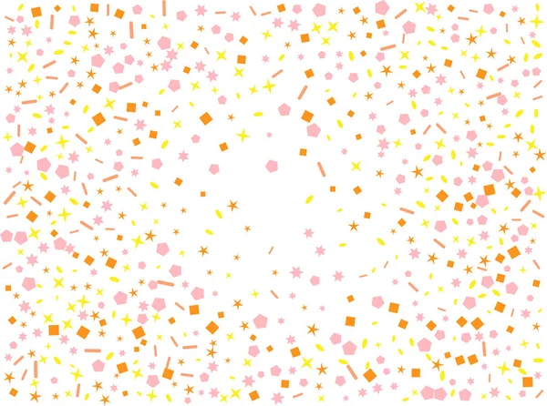 Colored confetti hexagons, stars, ovals network. — Stock Vector
