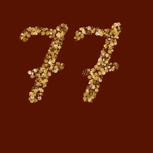 77 gyllene glitter nummer. — Stock vektor