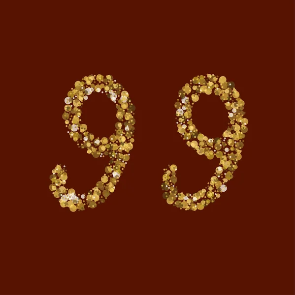 99 gyllene glitter nummer. — Stock vektor