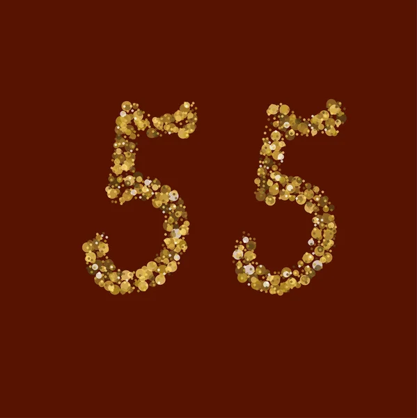 55 golden glitter number. — Stock Vector