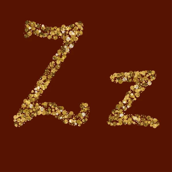 Zz latín letras de brillo dorado . — Vector de stock