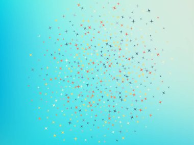 Cyan renk arka plan. Yıldız konfeti. 
