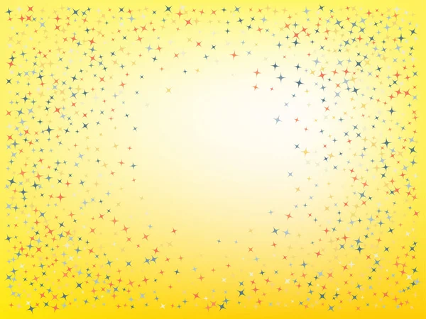 Żółty kolor tła. Gwiazdy konfetti. — Wektor stockowy