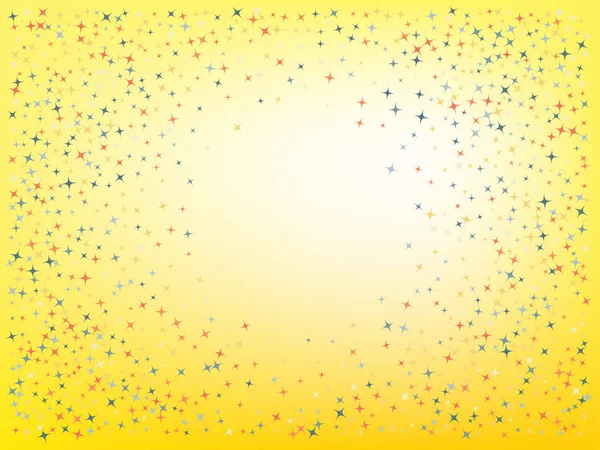 Fond jaune. Étoiles confettis . — Image vectorielle