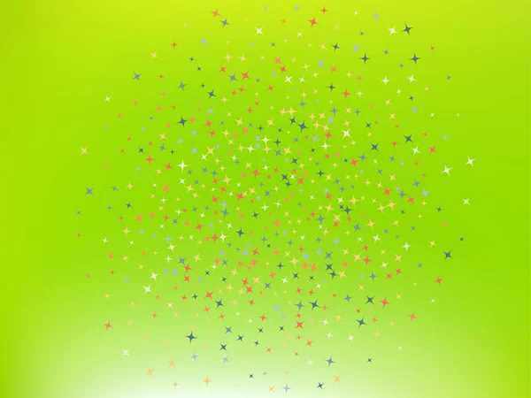 Zelené barevné pozadí. Hvězdárkové konfety. — Stockový vektor