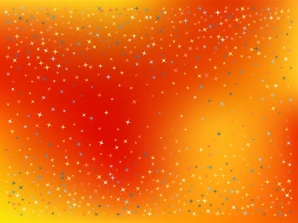 Orange rote Farbe Hintergrund. Sterne-Konfetti. — Stockvektor