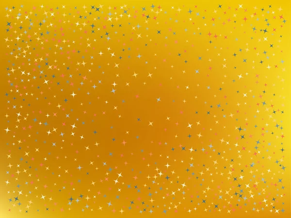 Fundo de cor amarela. Estrelas confetti . — Vetor de Stock