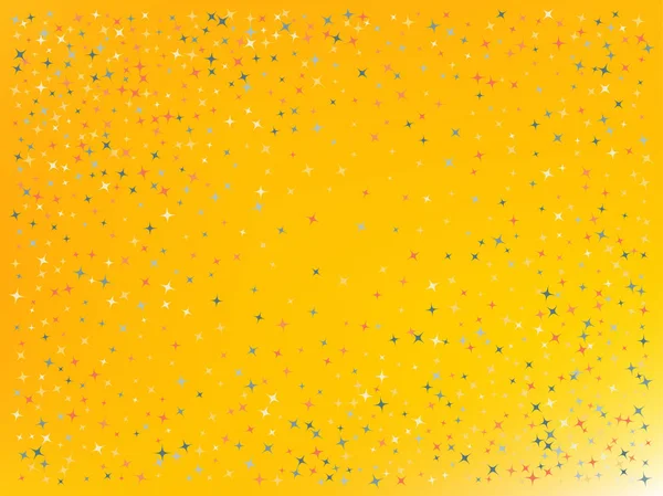 Fond jaune. Étoiles confettis . — Image vectorielle