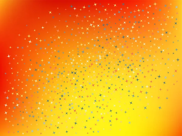 Fond de couleur rouge orange. Étoiles confettis . — Image vectorielle