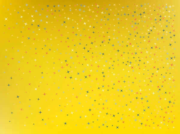 Fond jaune. Étoiles confettis . — Image vectorielle