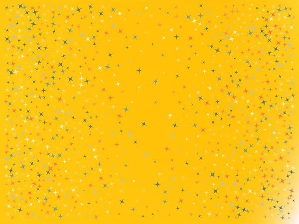 Fond jaune. Étoiles confettis . — Image vectorielle