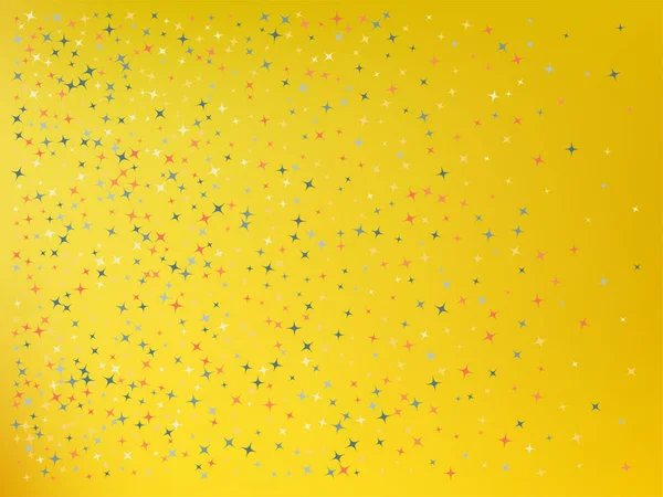 Fond jaune. Étoiles confettis . — Image vectorielle