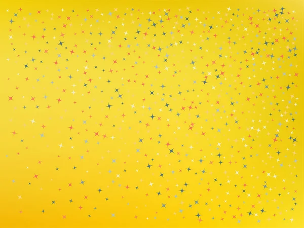 Fond jaune. Étoiles confettis . — Image vectorielle