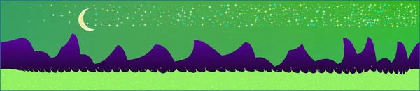 Cielo verde y paisaje montañoso . — Vector de stock