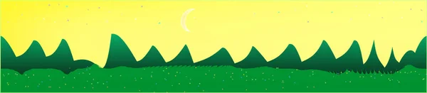 Cielo amarillo y paisaje montañoso . — Vector de stock