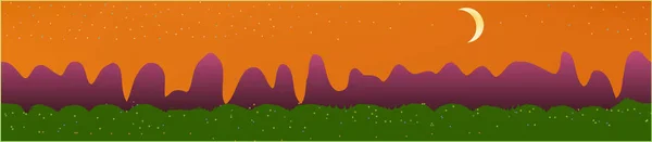 Cielo rojo anaranjado y paisaje montañoso . — Vector de stock