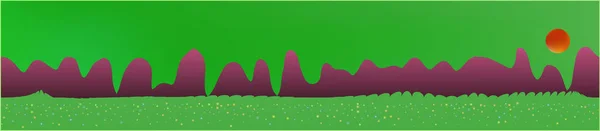 Céu verde, e montanhas paisagem . —  Vetores de Stock