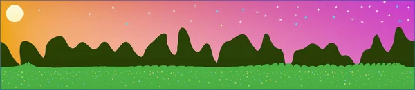 Cielo elegante, y montañas paisaje . — Vector de stock