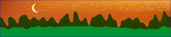 Cielo rojo anaranjado y paisaje montañoso . — Vector de stock