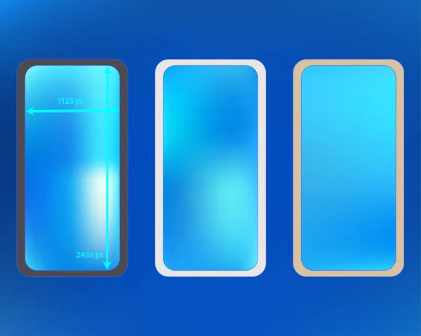 Mesh, azure colored phone backgrounds kit. — Stock Vector