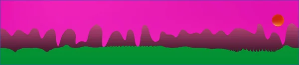 Céu rosa, e montanhas paisagem . —  Vetores de Stock