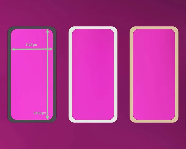 Mesh, magenta colored phone backgrounds kit. — Stock Vector