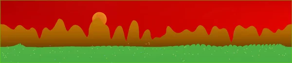 Céu vermelho, e montanhas paisagem . —  Vetores de Stock