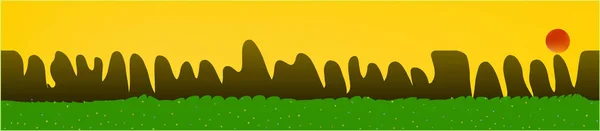 Yellow sky, and mountains landscape. — Stock Vector