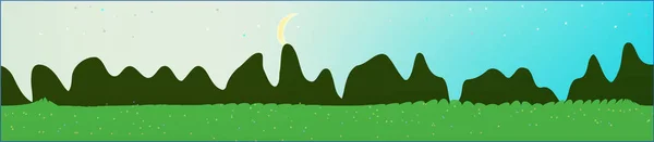 Cian cielo, y montañas paisaje . — Vector de stock