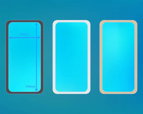 Mesh, kit d'arrière-plans de téléphone de couleur cyan . — Image vectorielle