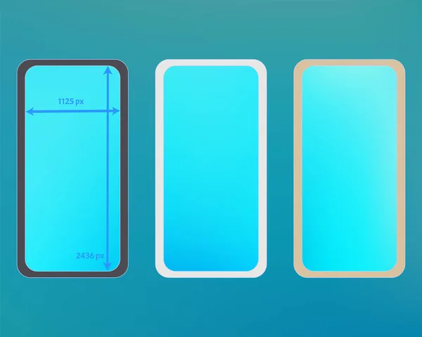 Mesh, kit d'arrière-plans de téléphone de couleur cyan . — Image vectorielle