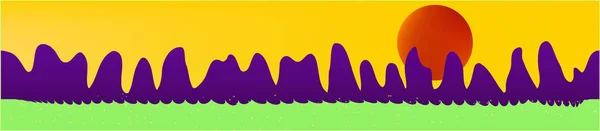 Gele hemel en bergen landschap. — Stockvector