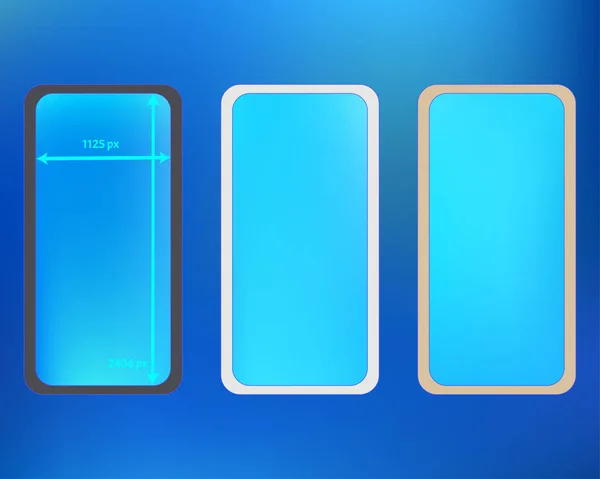 Mesh, azure colored phone backgrounds kit. — Stock Vector