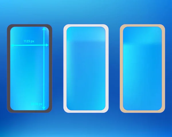 Mesh, azure colored phone backgrounds kit. — Stock Vector