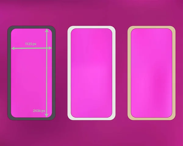 Mesh, magenta gekleurde telefoon achtergronden Kit. — Stockvector