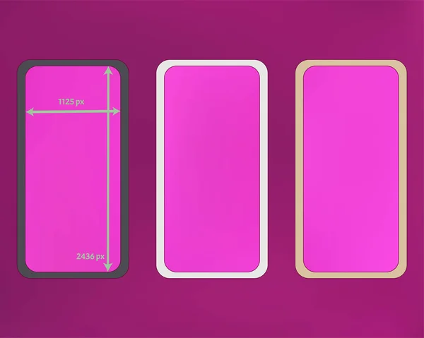 Mesh, magenta gekleurde telefoon achtergronden Kit. — Stockvector