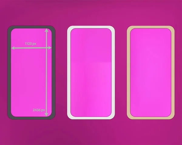 Mesh, magenta colored phone backgrounds kit. — Stock Vector