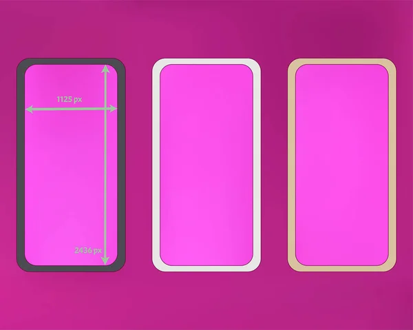 Mesh, magenta colored phone backgrounds kit. — Stock Vector