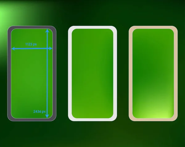Mesh, grön färgad telefon bakgrunder kit. — Stock vektor