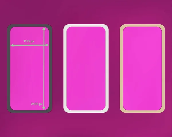 Mesh, magenta colored phone backgrounds kit. — Stock Vector