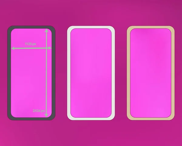 Mesh, magenta colored phone backgrounds kit. — Stock Vector